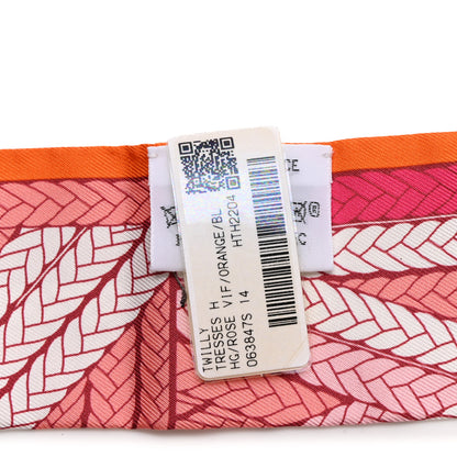 Hermes Silk Tresses H Twilly Rose Vif Orange White 3 of 4