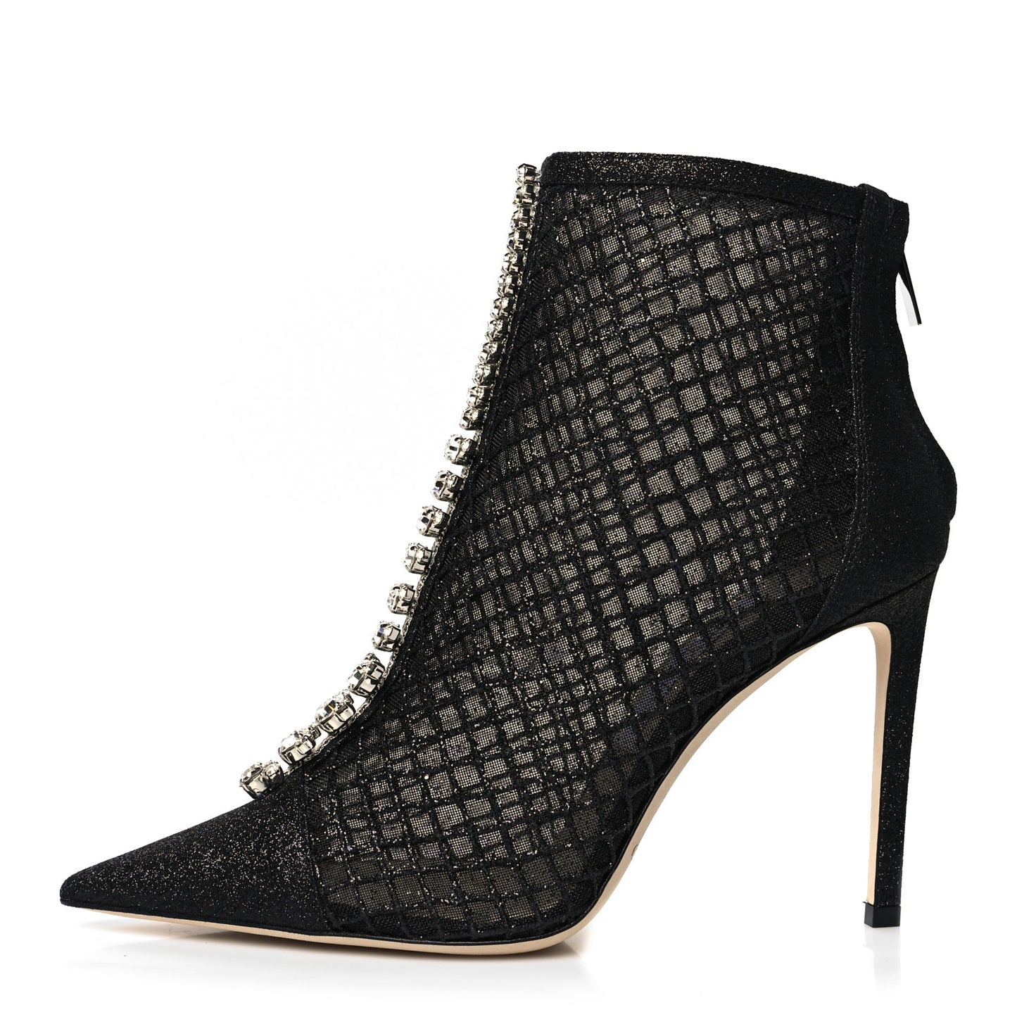 Glitter Checker Board Mesh Crystal Embellished Bing 100 Boots 37.5 Black