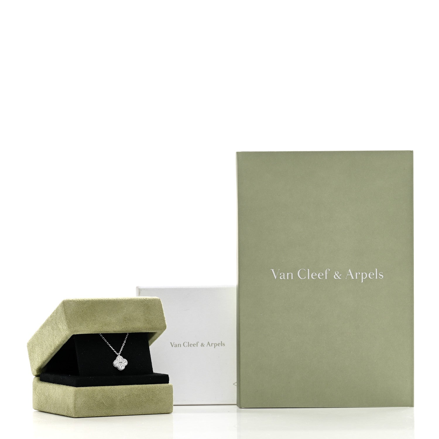 Van Cleef & Arpels 18K White Gold Diamond Sweet Alhambra Pendant Necklace 6 of 6