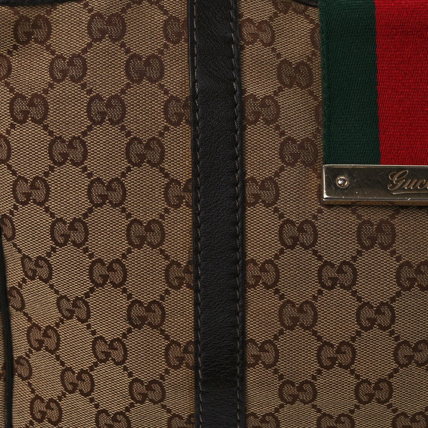 Monogram New Ladies Web Tote Dark Brown