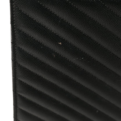 Saint Laurent Grain De Poudre Matelasse Chevron Large Monogram Satchel Black 13 of 14