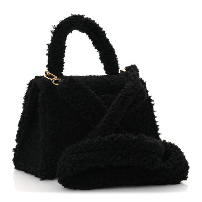 Balenciaga Curly Faux Shearling Small Hourglass Top Handle Bag  Black 3 of 12