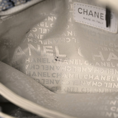 Chanel Tweed Calfskin Woven Single Flap Blue 11 of 19