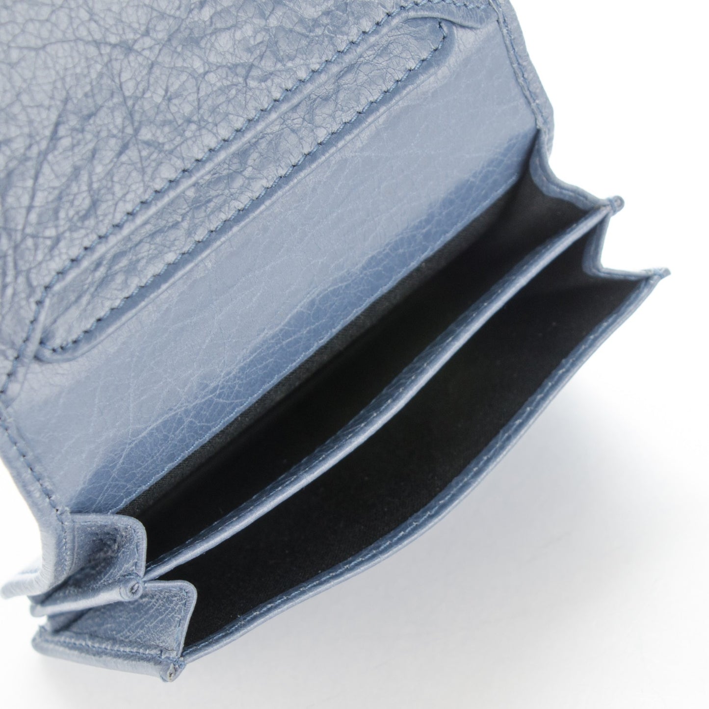Agneau Classic Hardware Card Case Bleu Persan