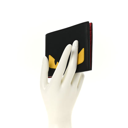 Fendi Vitello Century Monster Eyes Inlay Bi-Fold Wallet Black Giallo Rosso 2 of 6