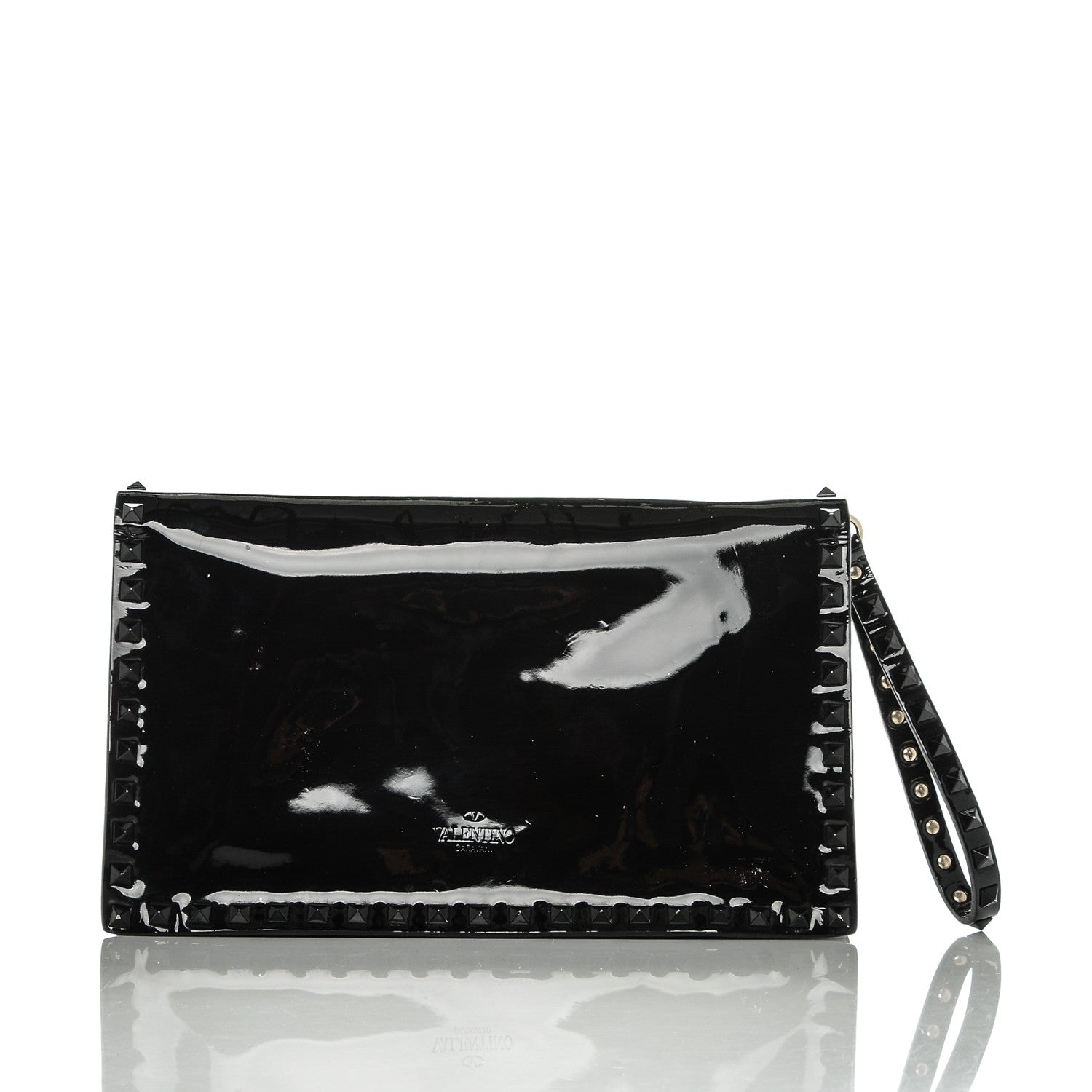 Valentino Garavani Patent Rockstud Wristlet Clutch Black 4 of 9