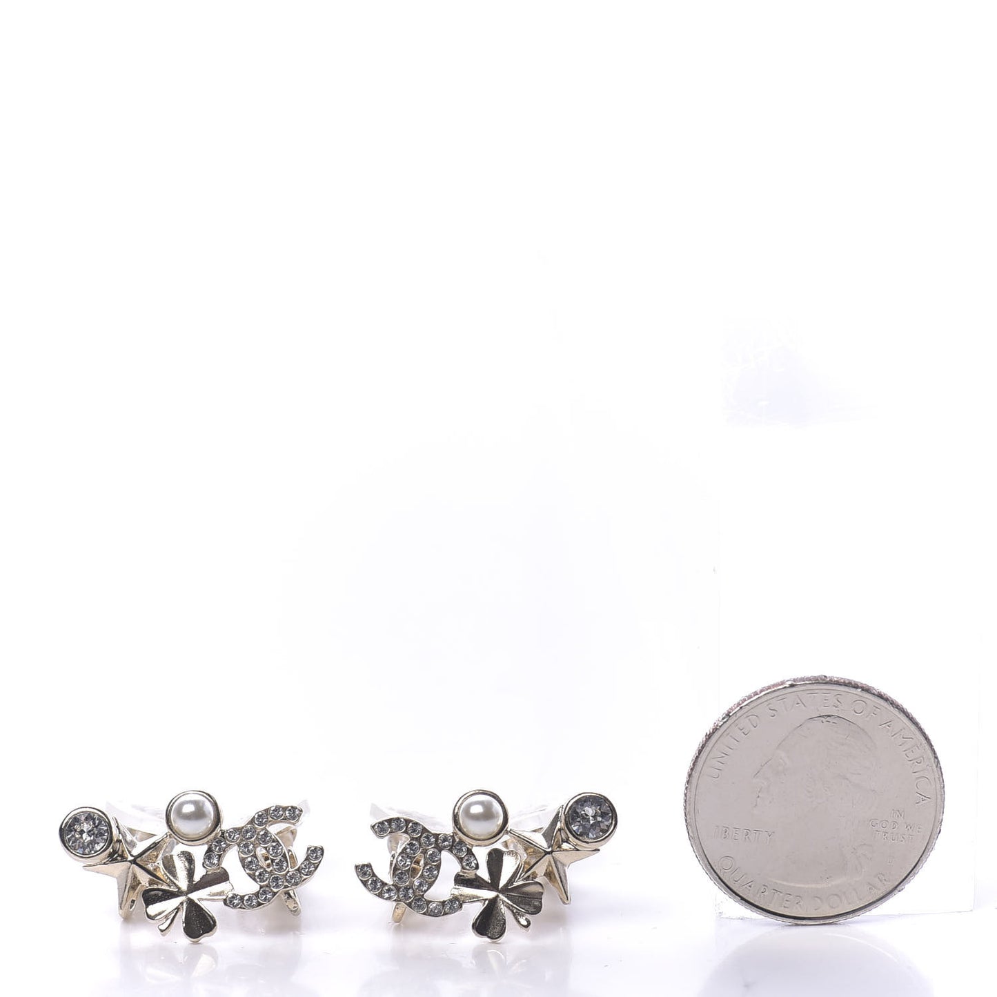 Crystal Pearl Sergeant CC Clip On Earrings Gold