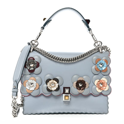 Fendi Vitello Liberty Lucido Flowerland Scalloped Studded Kan I Shoulder Bag Azzurro Polvere Multicolor 1 of 10