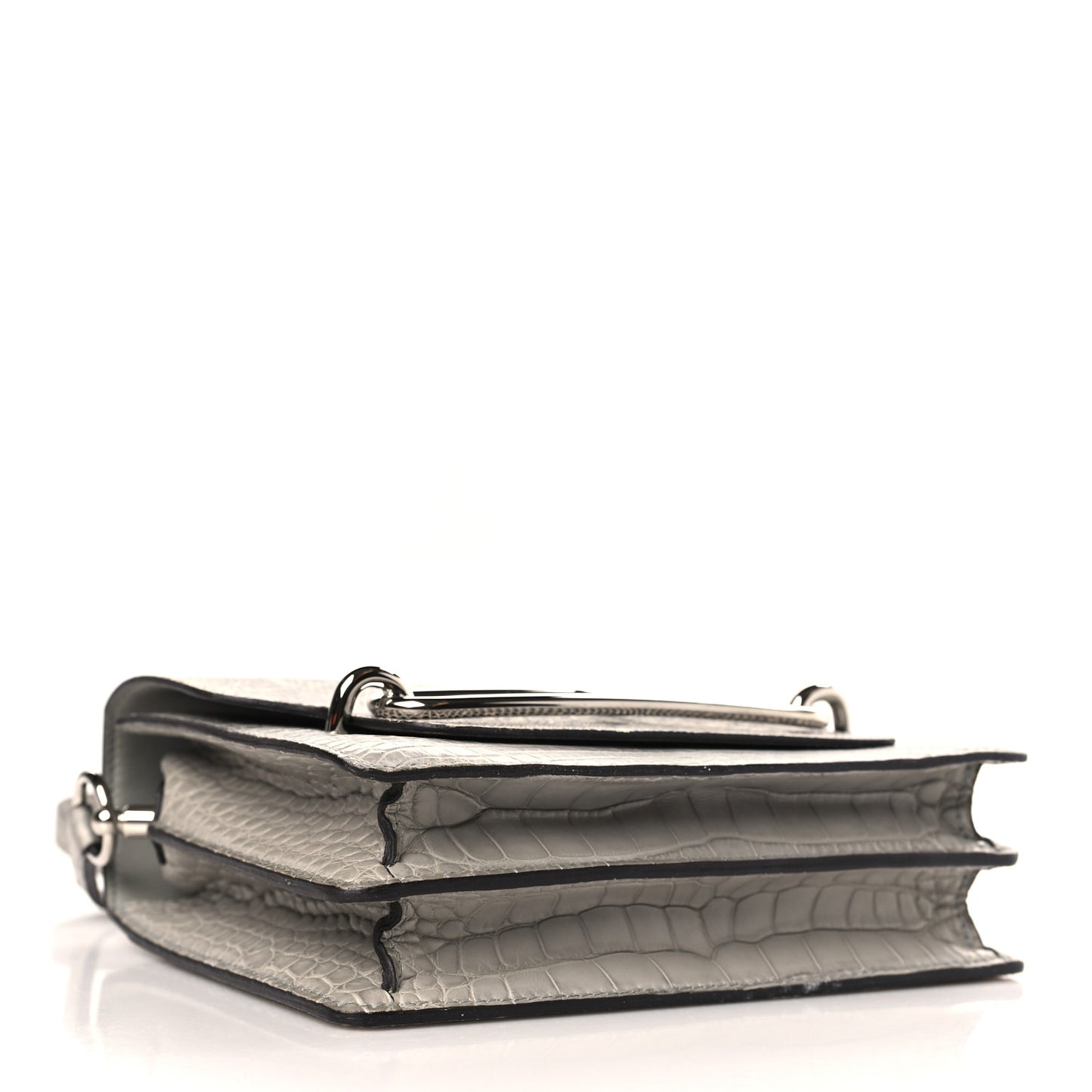 Matte Alligator Lizard Mini Sac Roulis Ombre Gris Perle