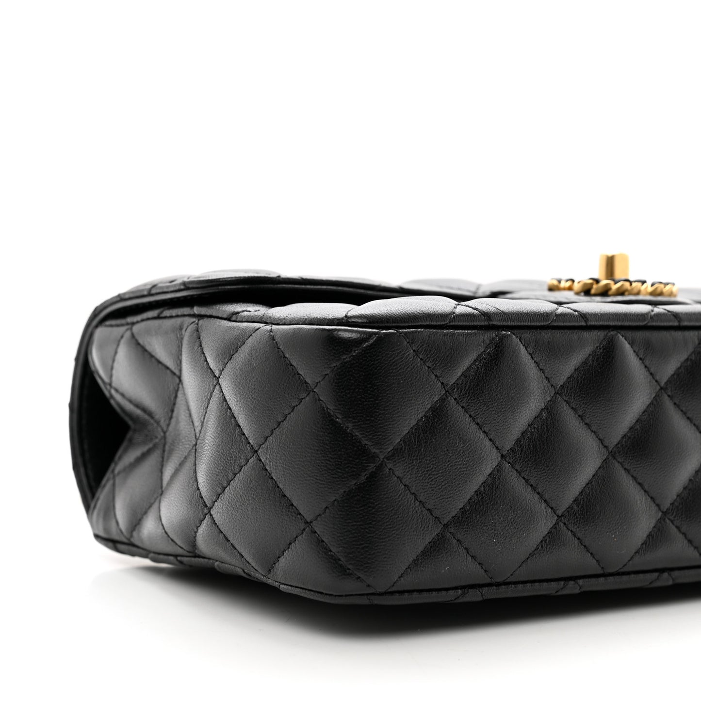 Lambskin Quilted Small Strass On Top Flap Bag Black