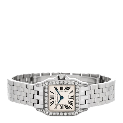 Cartier 18K White Gold Diamond 20mm Santos Demoiselle Quartz Watch 2 of 5