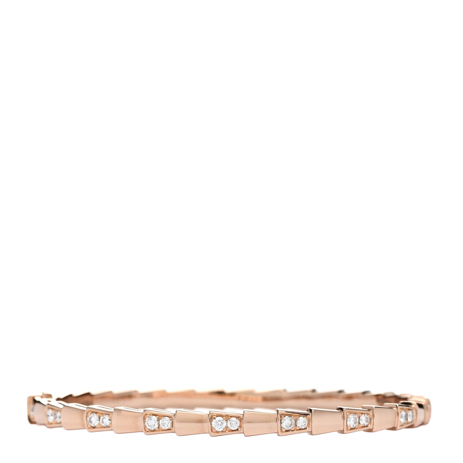 Bulgari 18K Rose Gold Diamond Serpenti Viper Bangle Bracelet SM 2 of 3