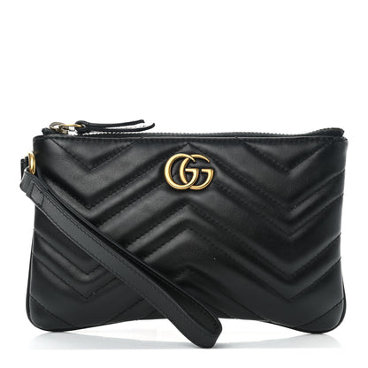 Gucci Calfskin Matelasse GG Marmont Wrist Wallet Black 1 of 9