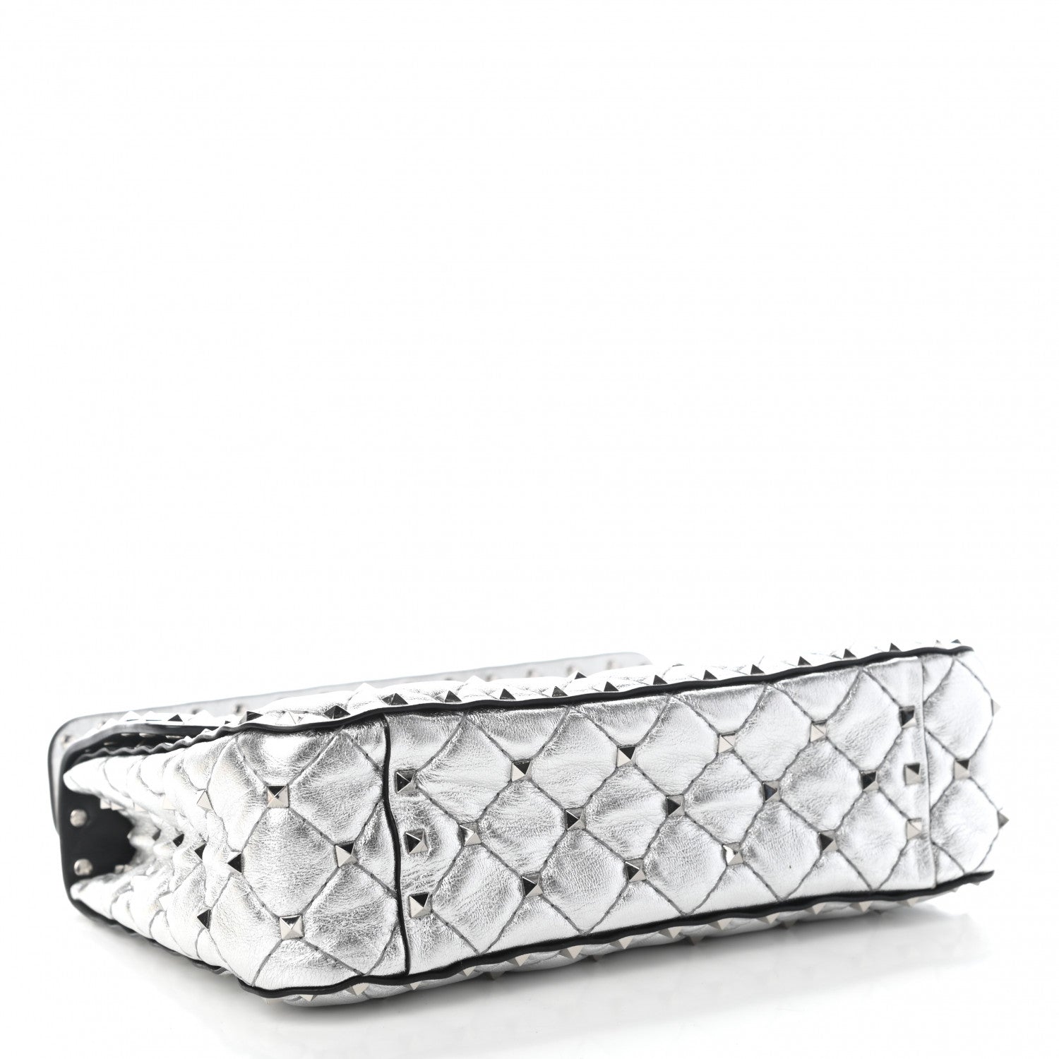 Valentino Garavani Metallic Nappa Medium Rockstud Spike Shoulder Bag Silver 4 of 9