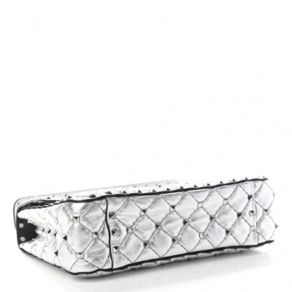 Valentino Garavani Metallic Nappa Medium Rockstud Spike Shoulder Bag Silver 4 of 9