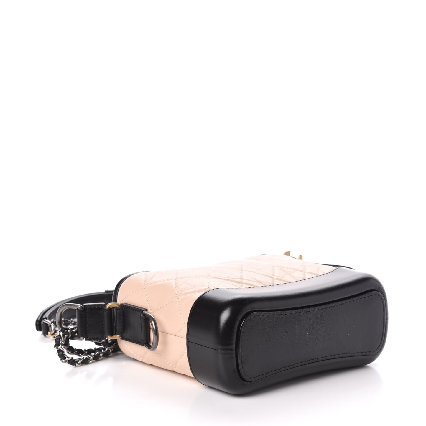 Aged Calfskin Quilted Small Gabrielle Hobo Beige Black