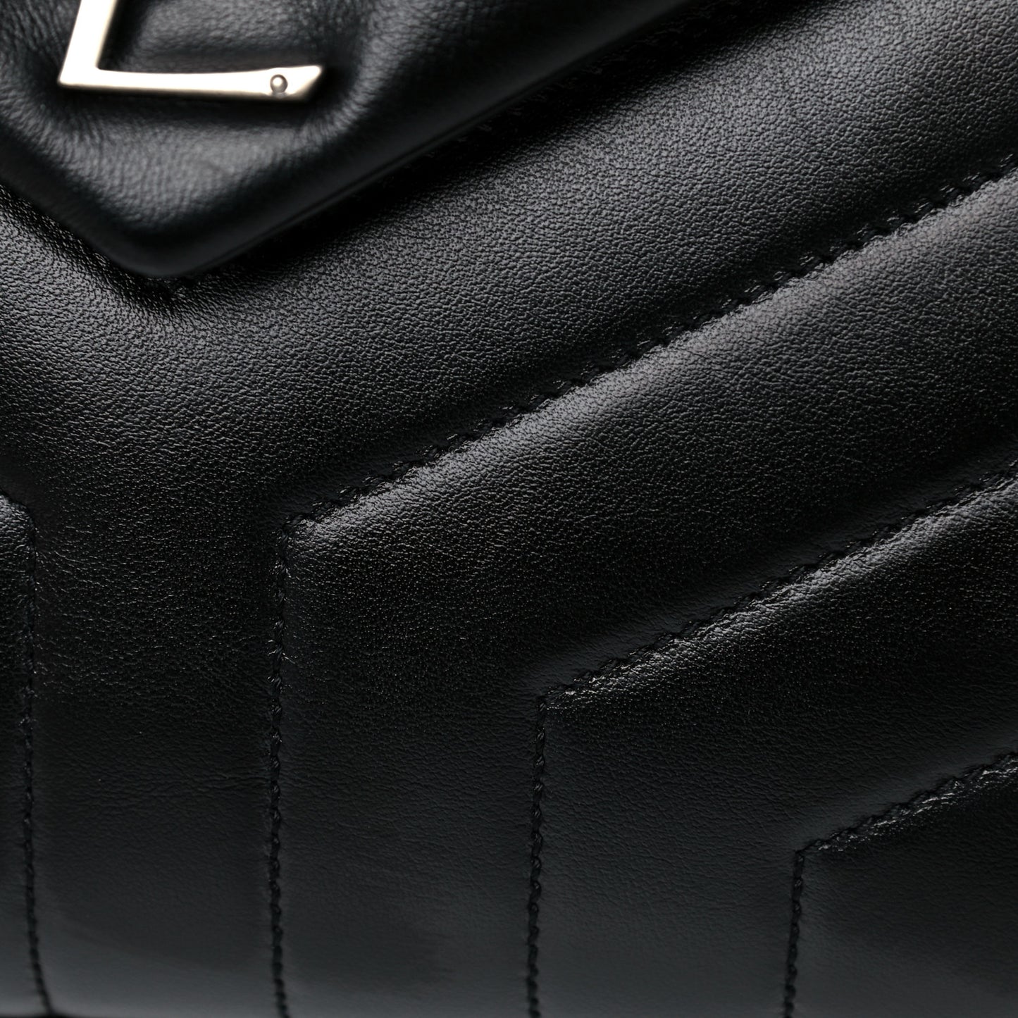 Calfskin Y Quilted Monogram Medium Loulou Chain Satchel Black