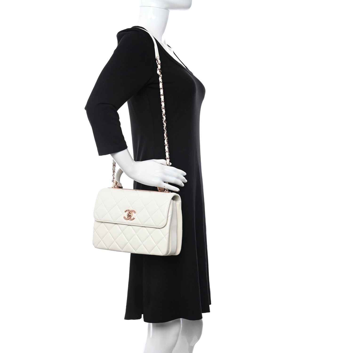 Chanel Lambskin Quilted Small Trendy CC Dual Handle Flap Bag White 2 of 12