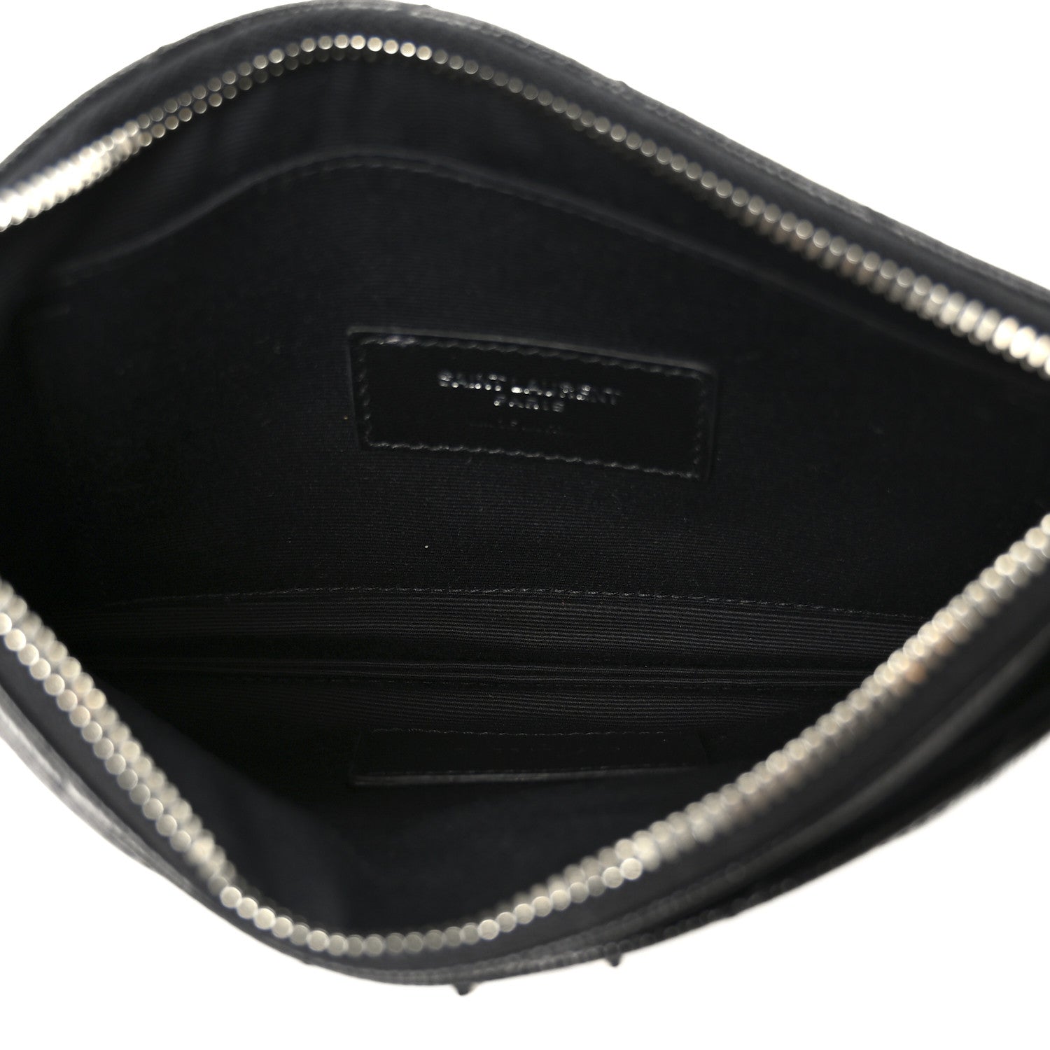 Saint Laurent Grain De Poudre Chevron Monogram Bill Pouch Black 5 of 8