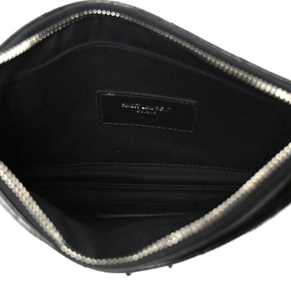 Saint Laurent Grain De Poudre Chevron Monogram Bill Pouch Black 5 of 8