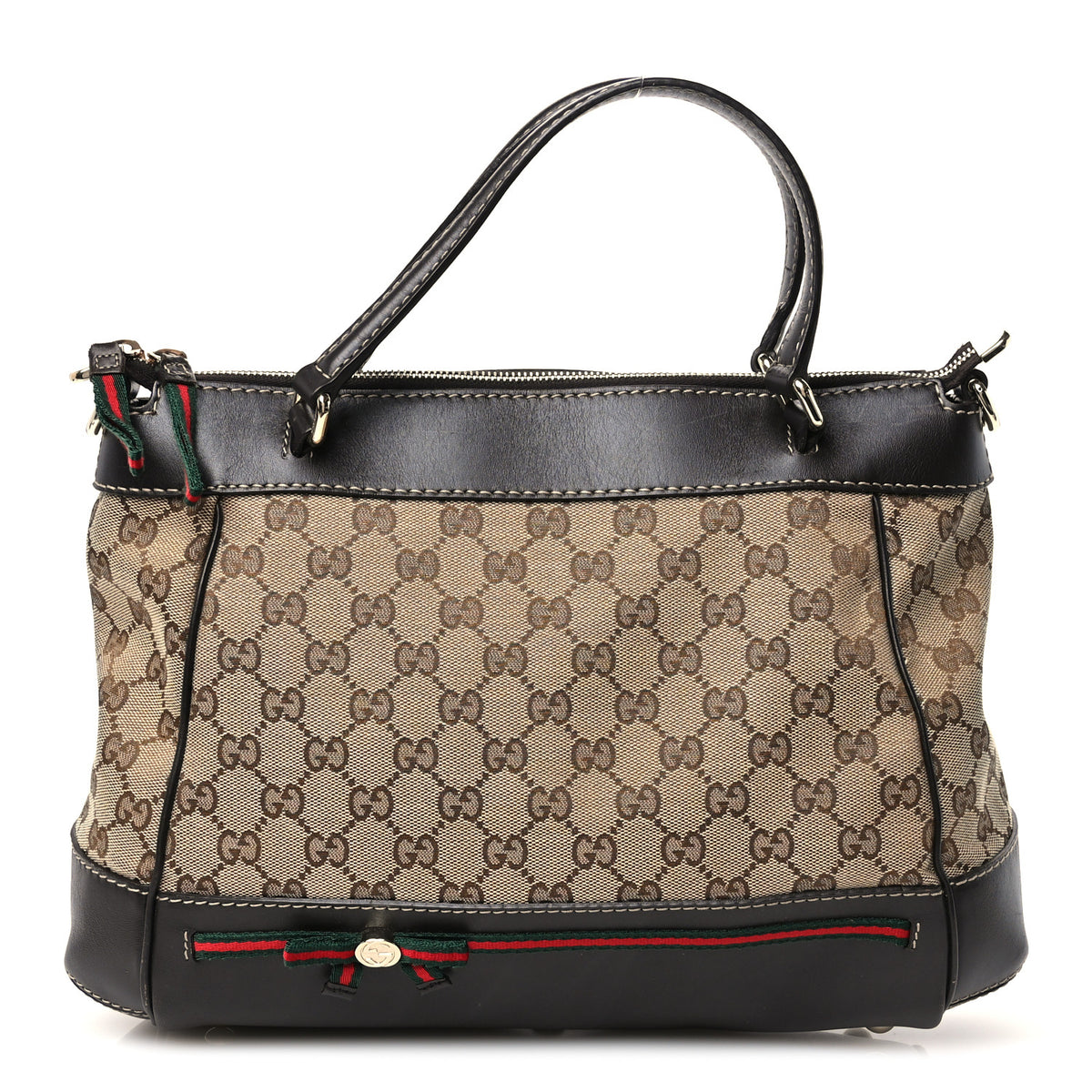 Monogram Web Mayfair Top Handle Satchel Dark Brown
