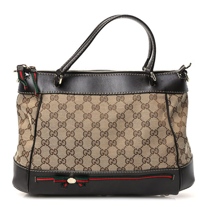 Gucci Monogram Web Mayfair Top Handle Satchel Dark Brown 1 of 10