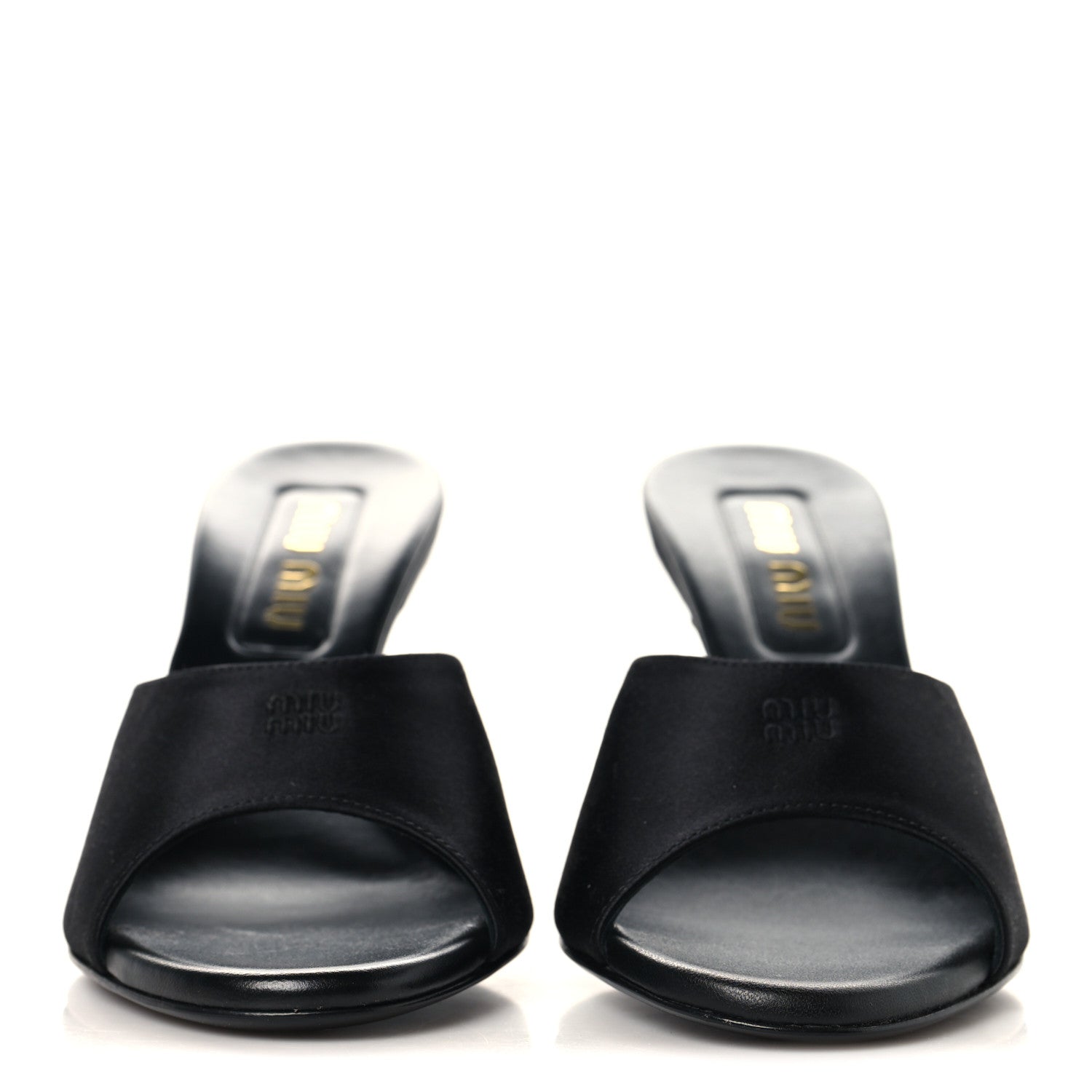 Miu Miu Satin Logo Sandals 38 Black 1925038 – FASHIONPHILE