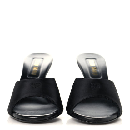 Miu Miu Satin Logo Sandals 38 Black 3 of 8