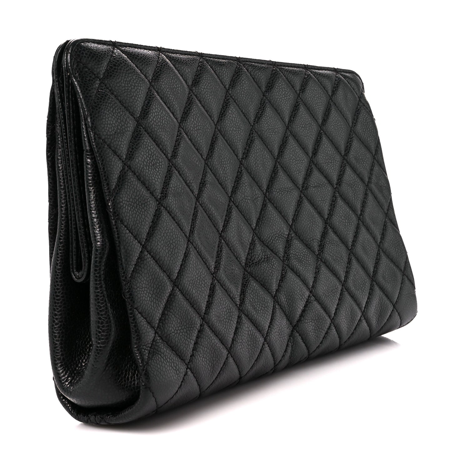 Caviar Quilted CC Beauty Clutch Black