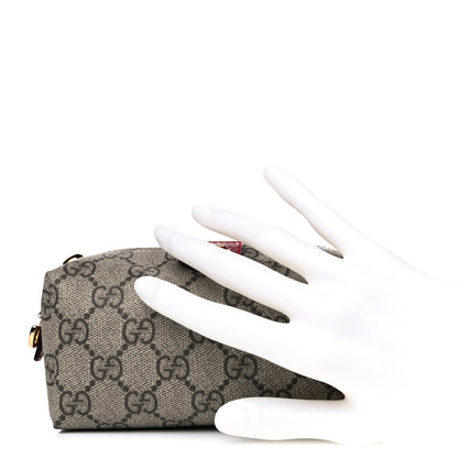 Gucci Soft GG Supreme Monogram Calfskin Small Ophidia Cosmetic Case Beige Ebony Hibiscus Red 2 of 7