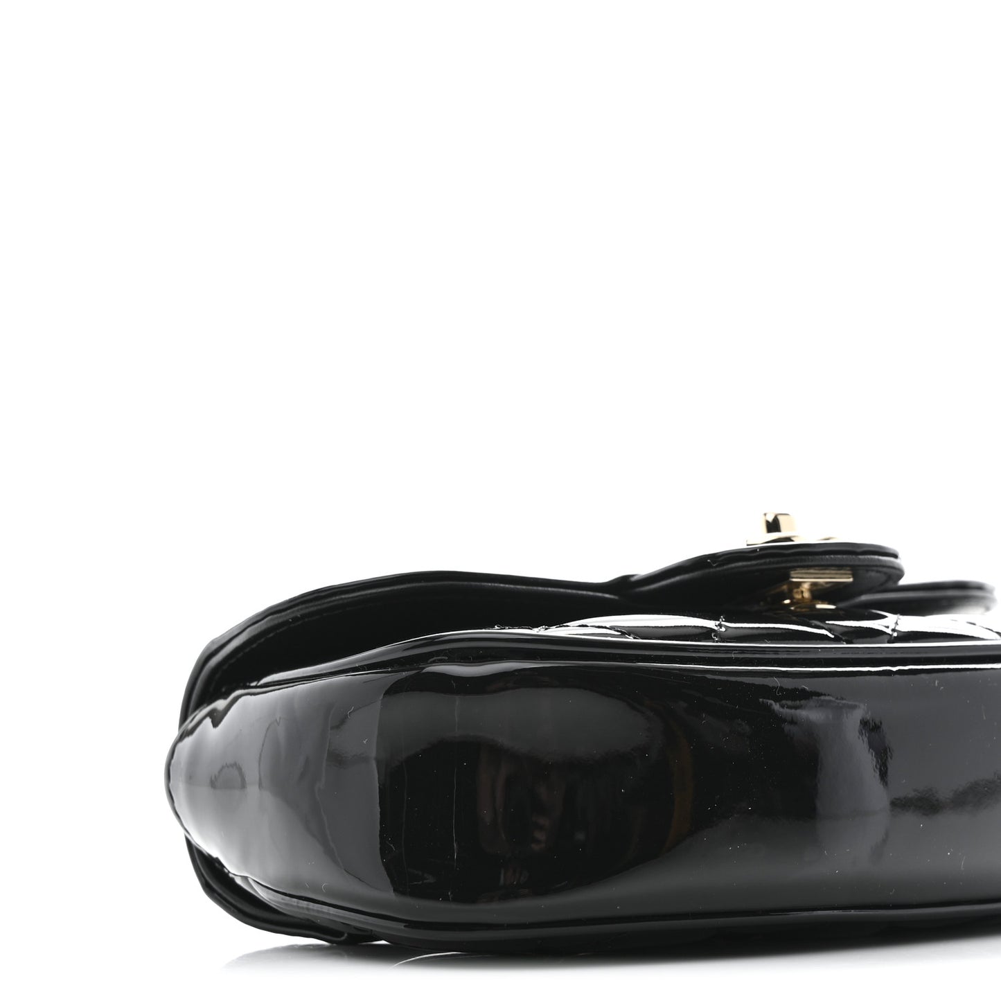 Patent Calfskin Quilted Mini Clutch Black