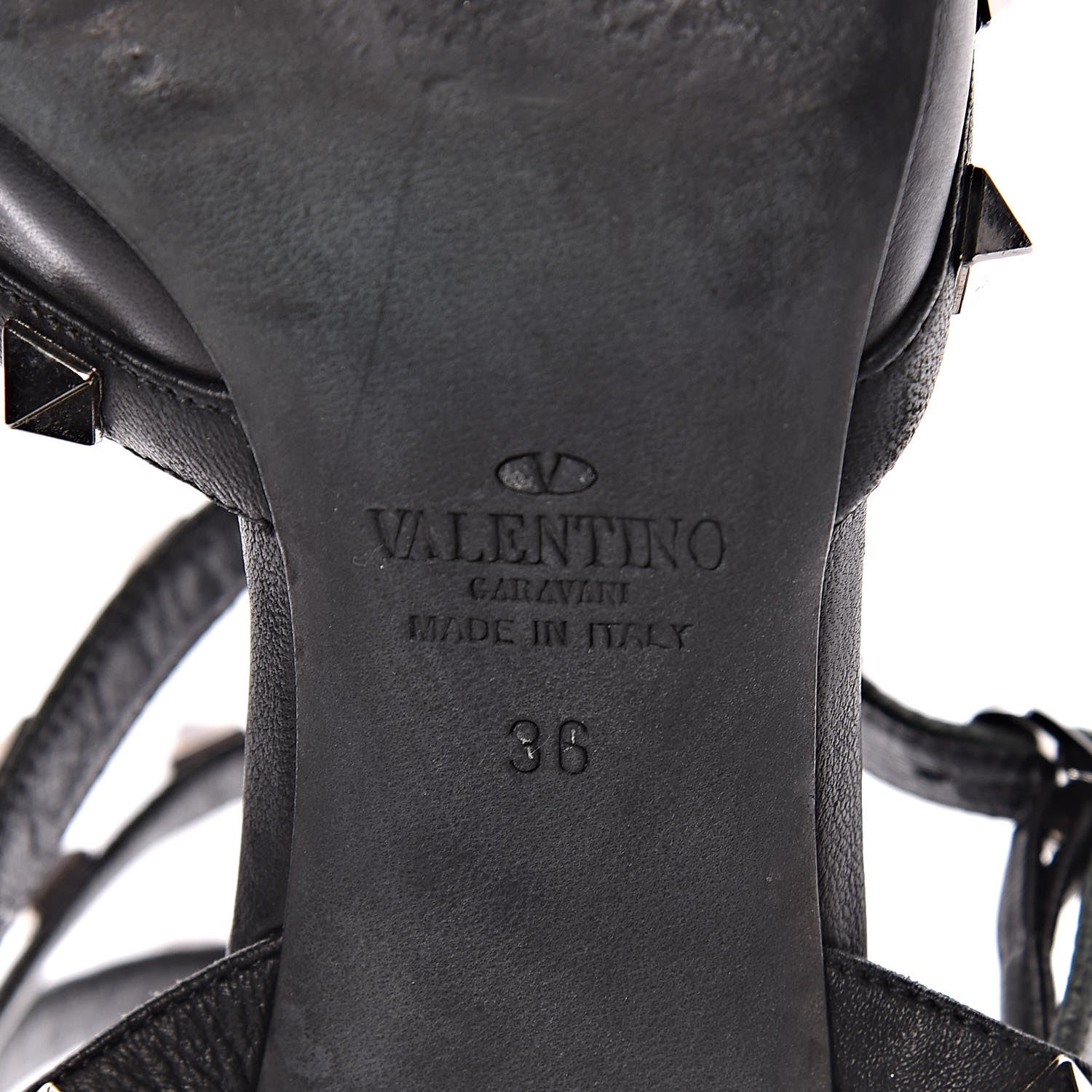 Valentino Garavani Nappa Rockstud Ankle Strap Low Heel Pumps 36 Black 9 of 14