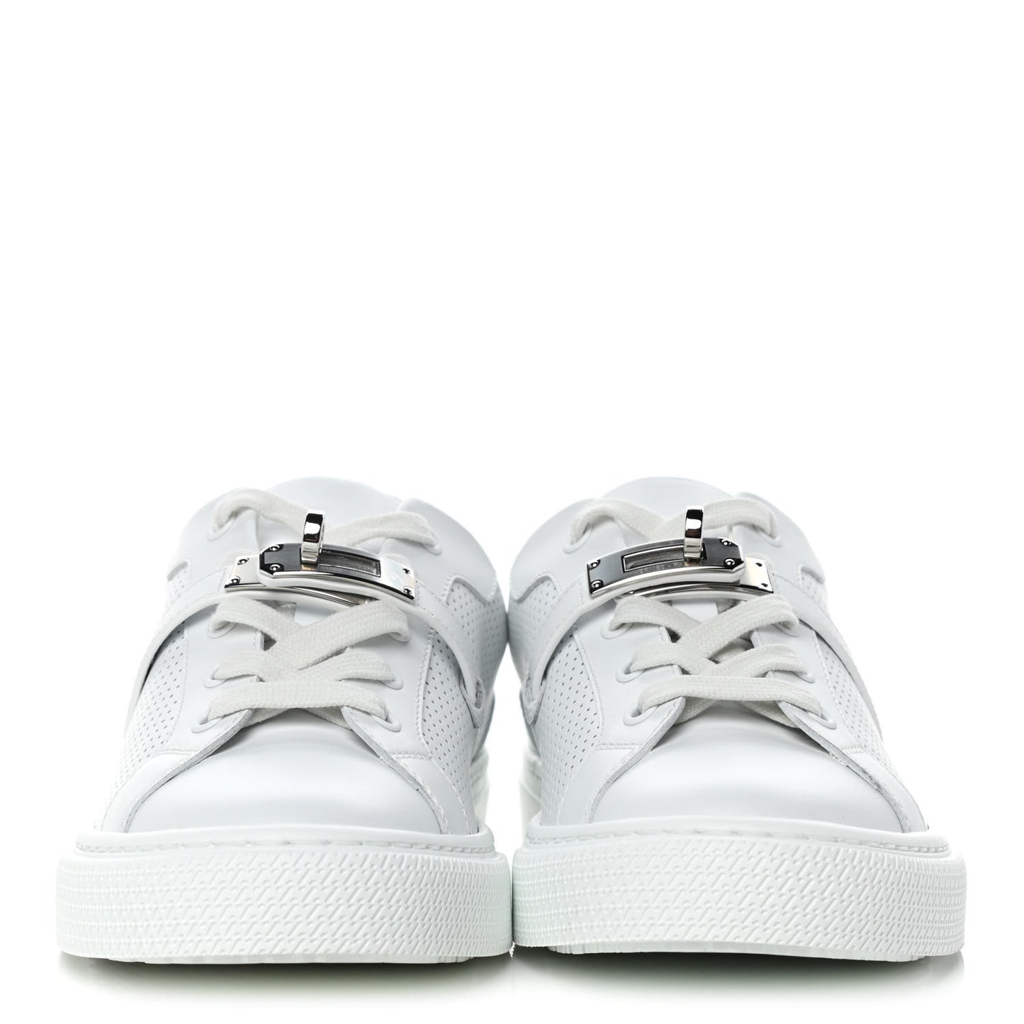 Calfskin Perforated Day Sneakers 36.5 White