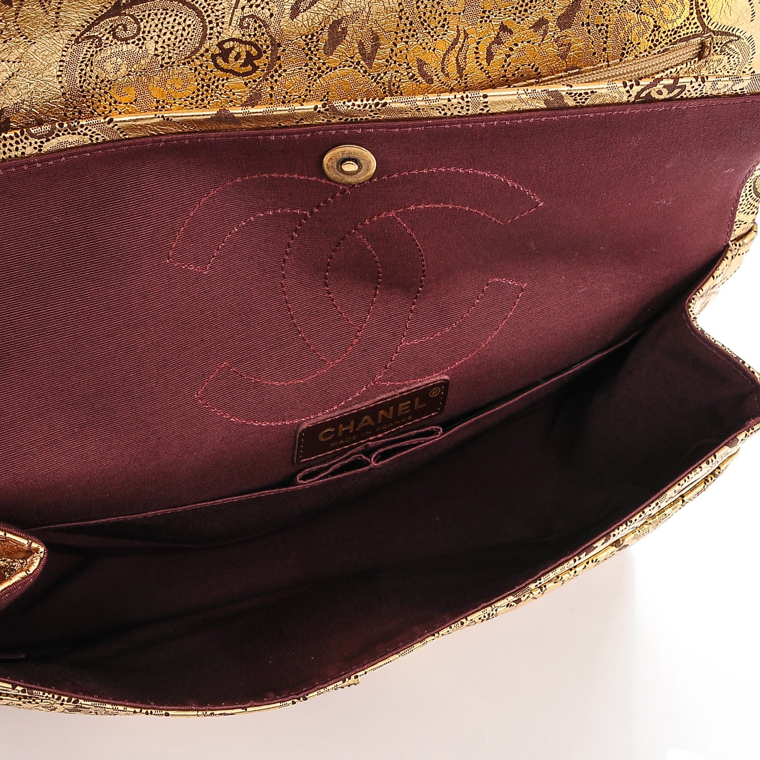 Chanel Buffalo Leather Hand Painted Lace 2.55 Reissue 226 Flap Gold 5 of 7