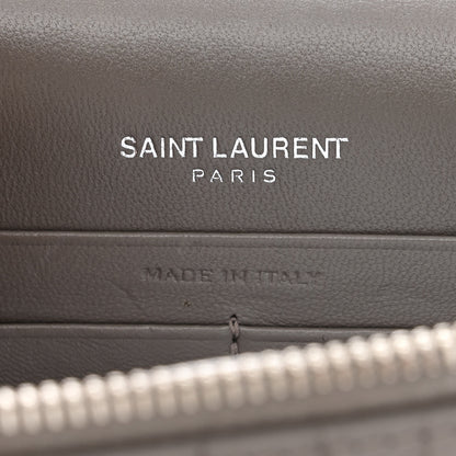 Saint Laurent Calfskin Crocodile Embossed Kate Monogram Tassel Chain Wallet Fog 6 of 12