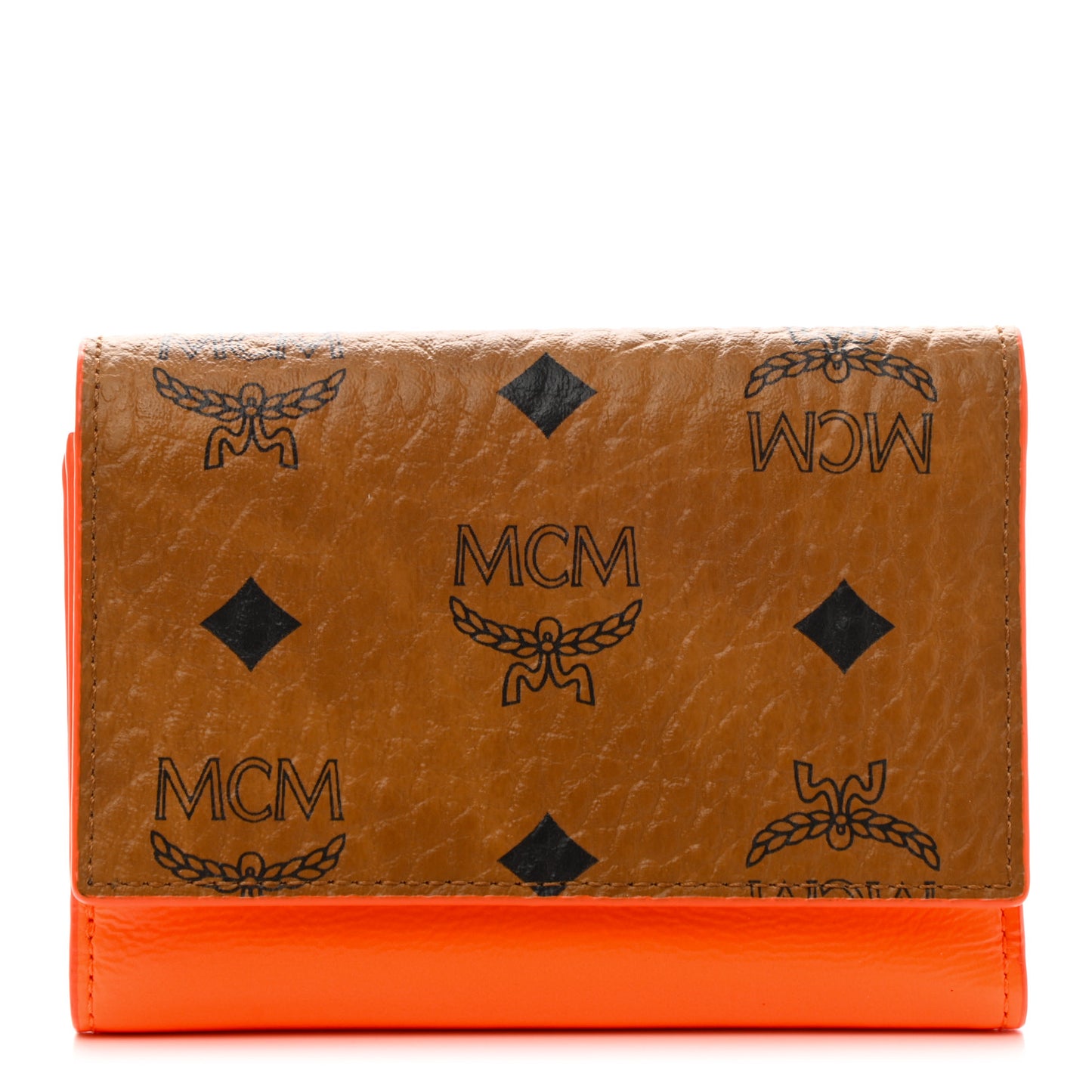 Visetos Patent Trifold Wallet Cognac Orange