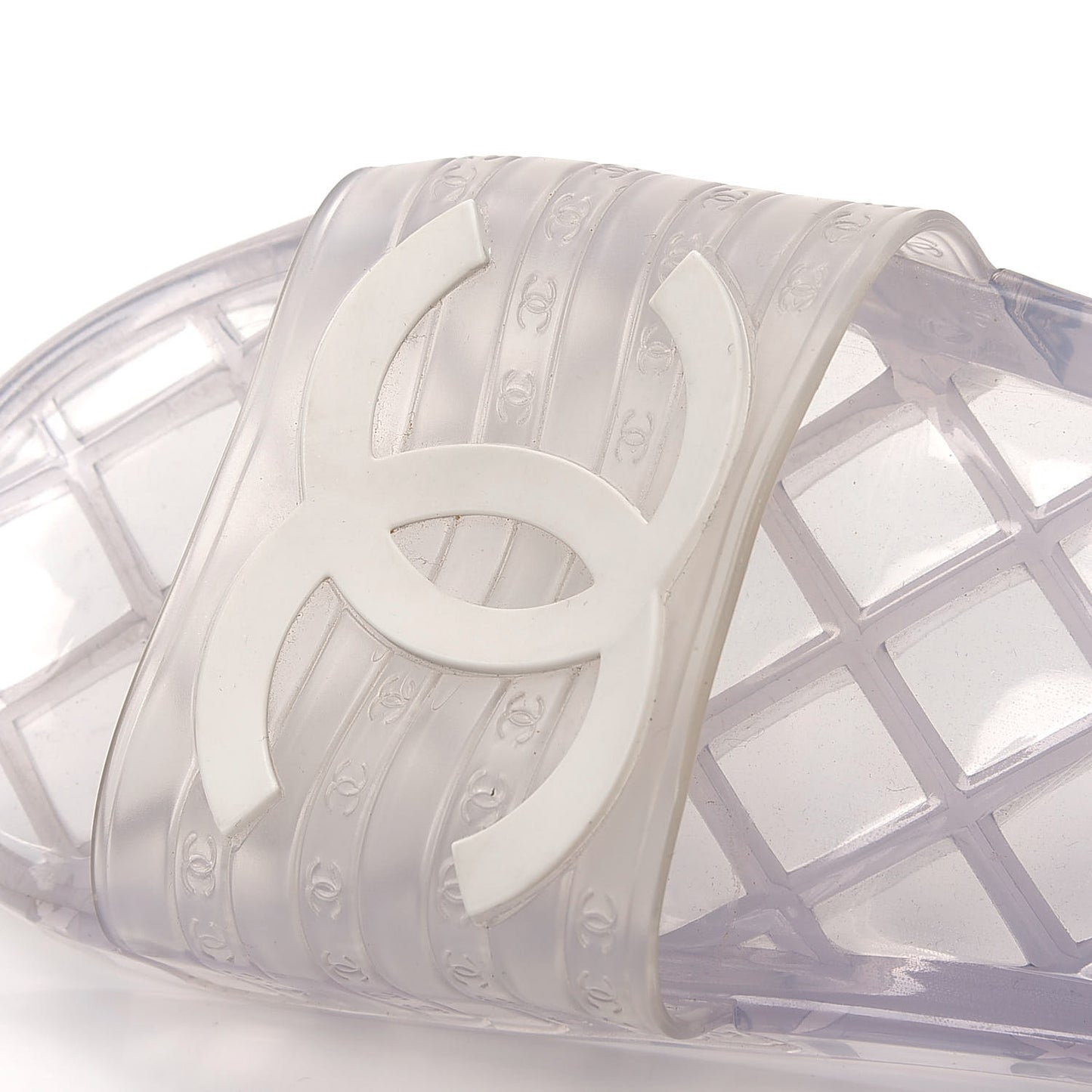 PVC Transparent CC Flat Slide Sandals 39 White