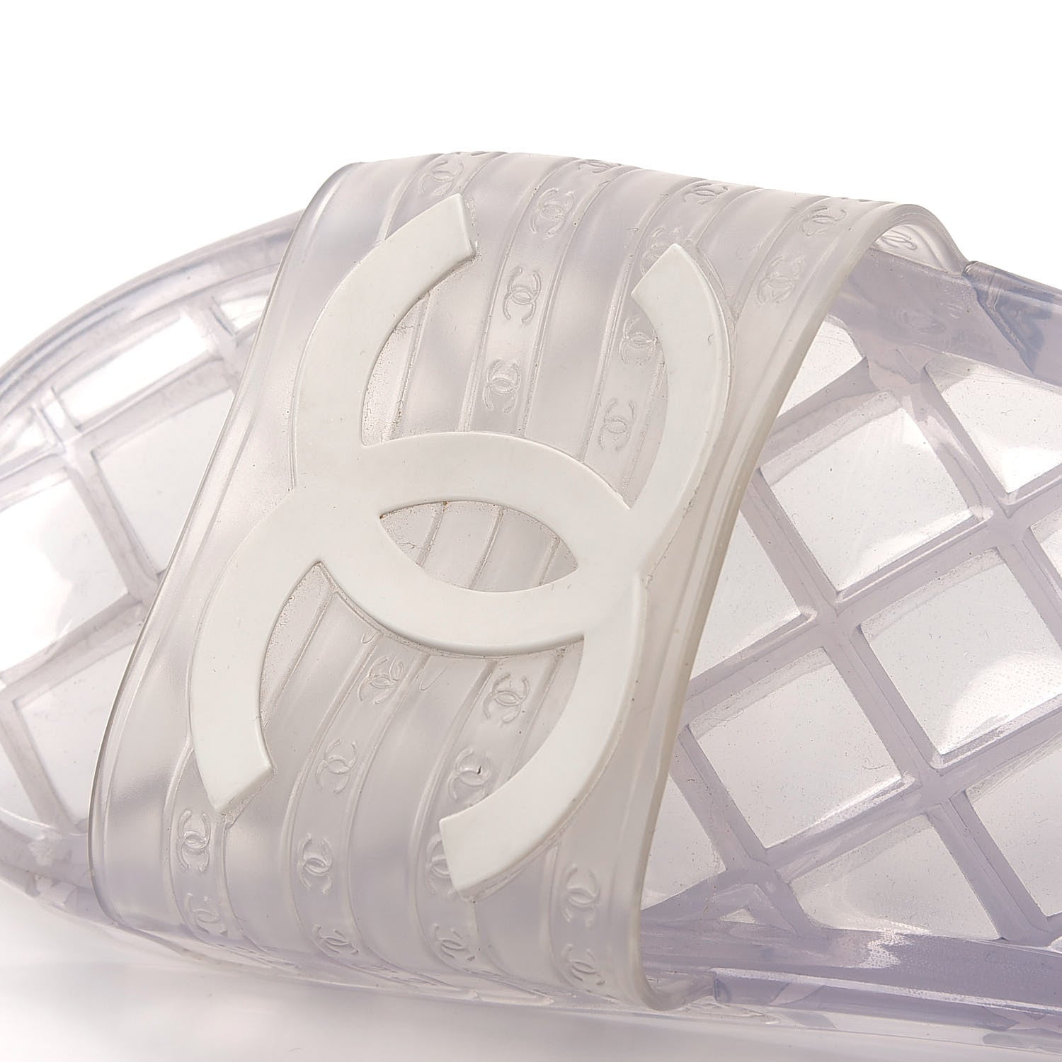 Chanel PVC Transparent CC Flat Slide Sandals 39 White 6 of 6
