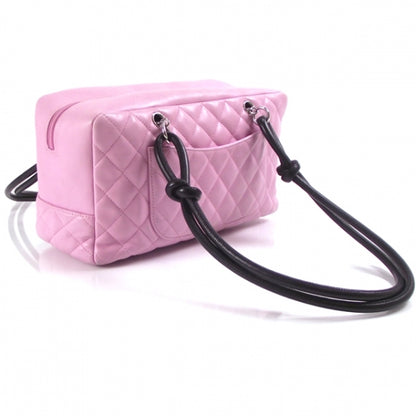 Chanel Calfskin Quilted Large Cambon Bowler Pink Black 3 of 12