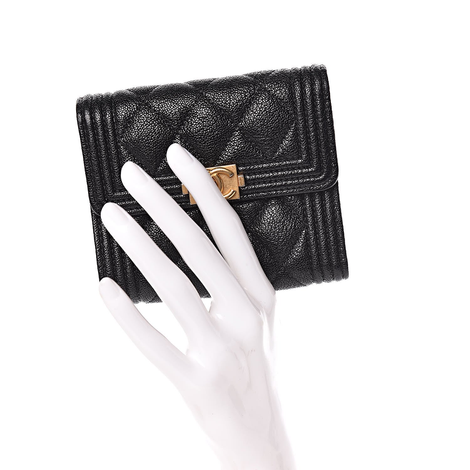 Chanel Caviar Quilted Compact Boy Wallet Black 2 of 11