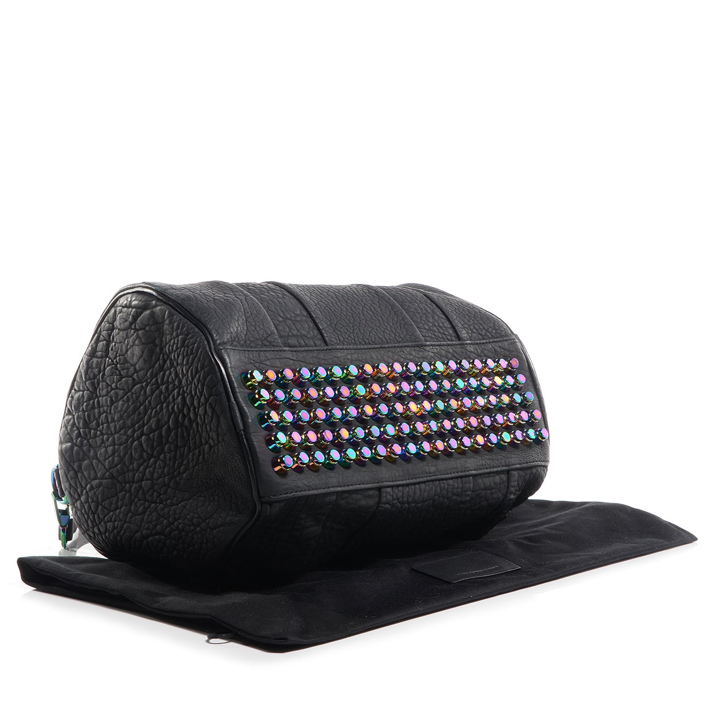 Pebbled Lambskin Rocco Duffel Matte Black w Iridescent Hardware