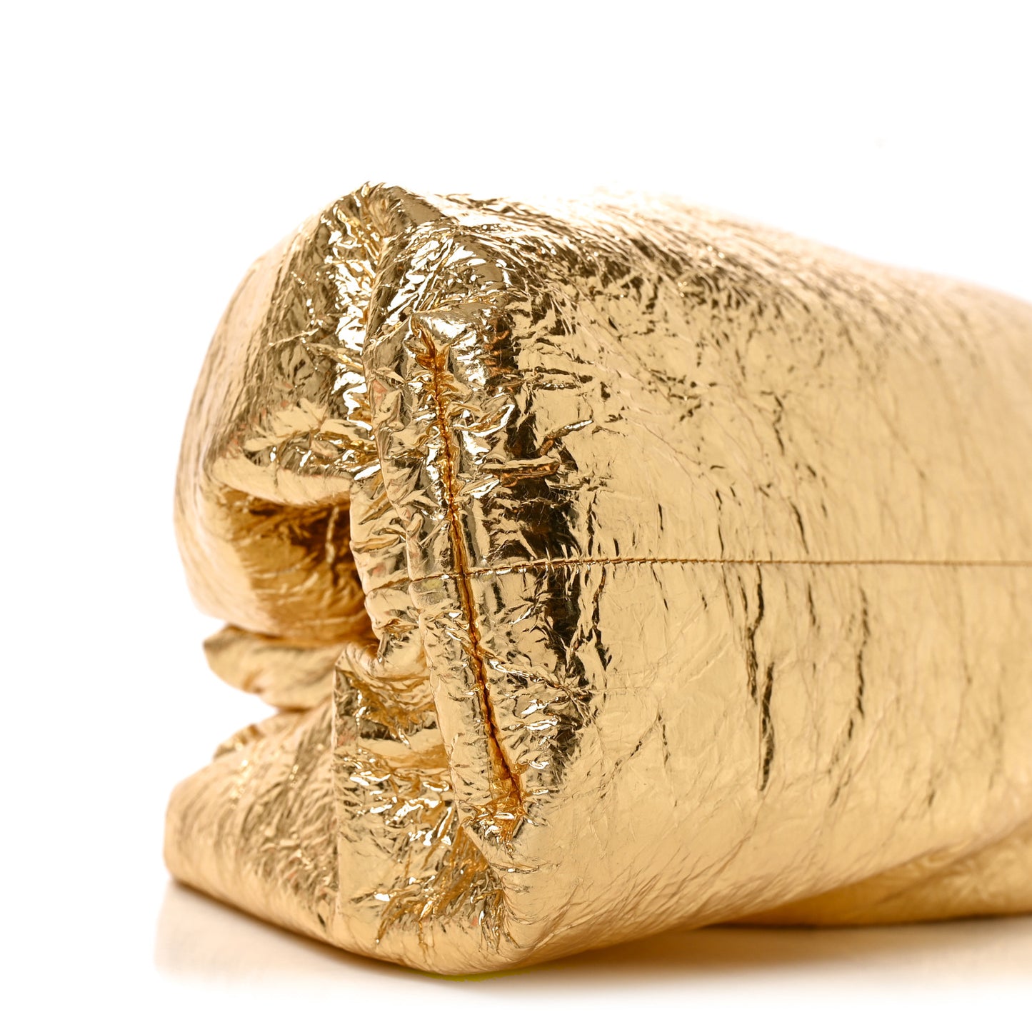 Metallic Crinkled Lambskin The Pouch Oversized Clutch Oro