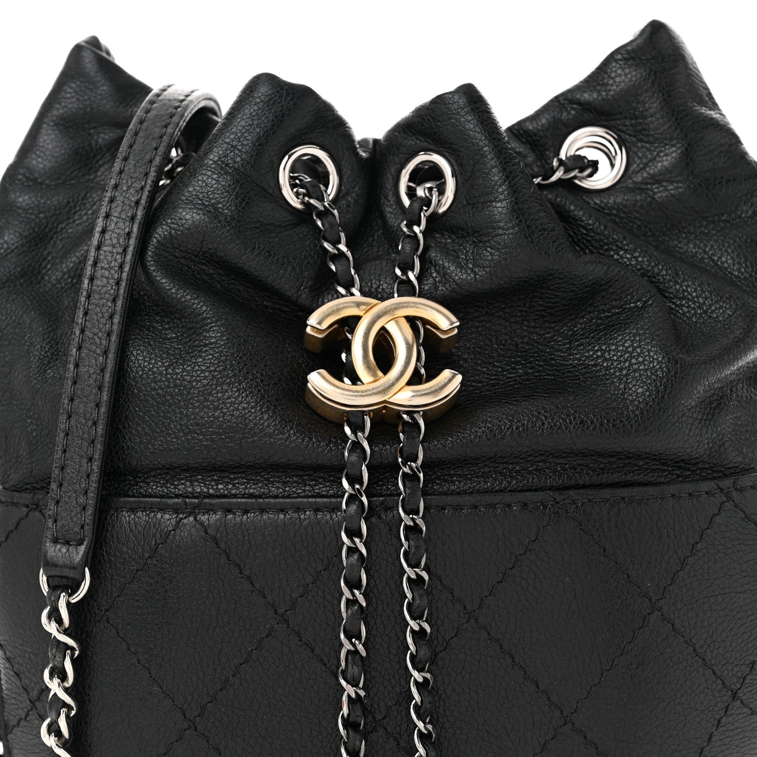 Chanel Calfskin Quilted Small Gabrielle Bucket Black 8 of 12