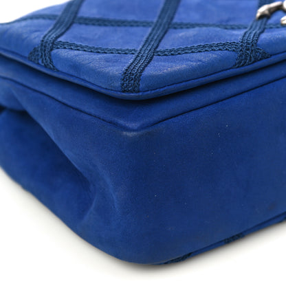 Chanel Suede Diamond Embellished Medium Single Flap Blue 8 of 10