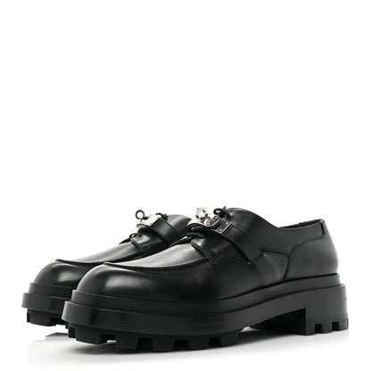 Hermes Calfskin Mens First Derby Shoes 40 Black 3 of 12