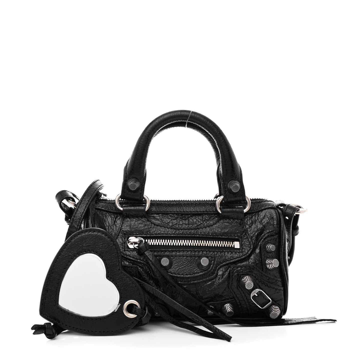 Agneau Arena Crystal Neo Nano Cagole Handbag Black