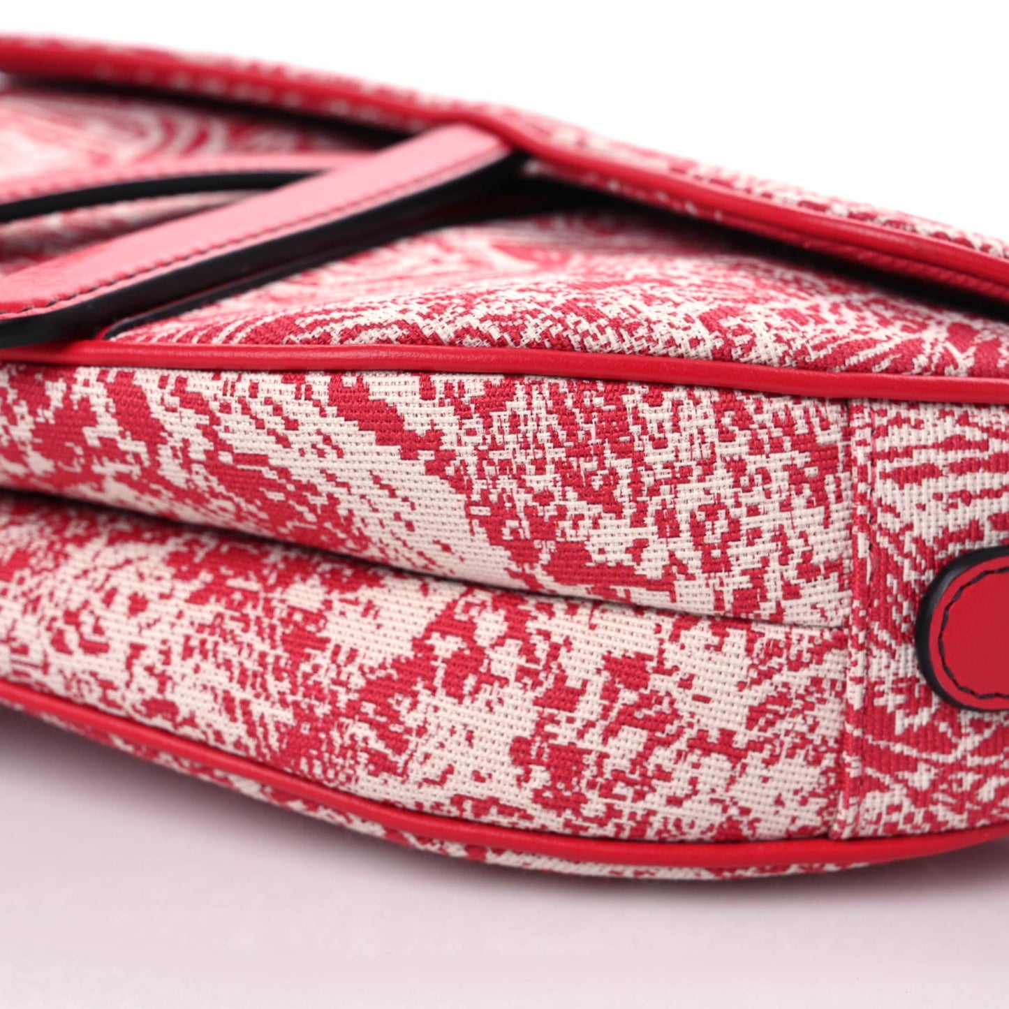 Canvas Reverse Embroidered Toile De Jouy Saddle Bag Red