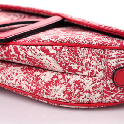 Christian Dior Canvas Reverse Embroidered Toile De Jouy Saddle Bag Red 7 of 10
