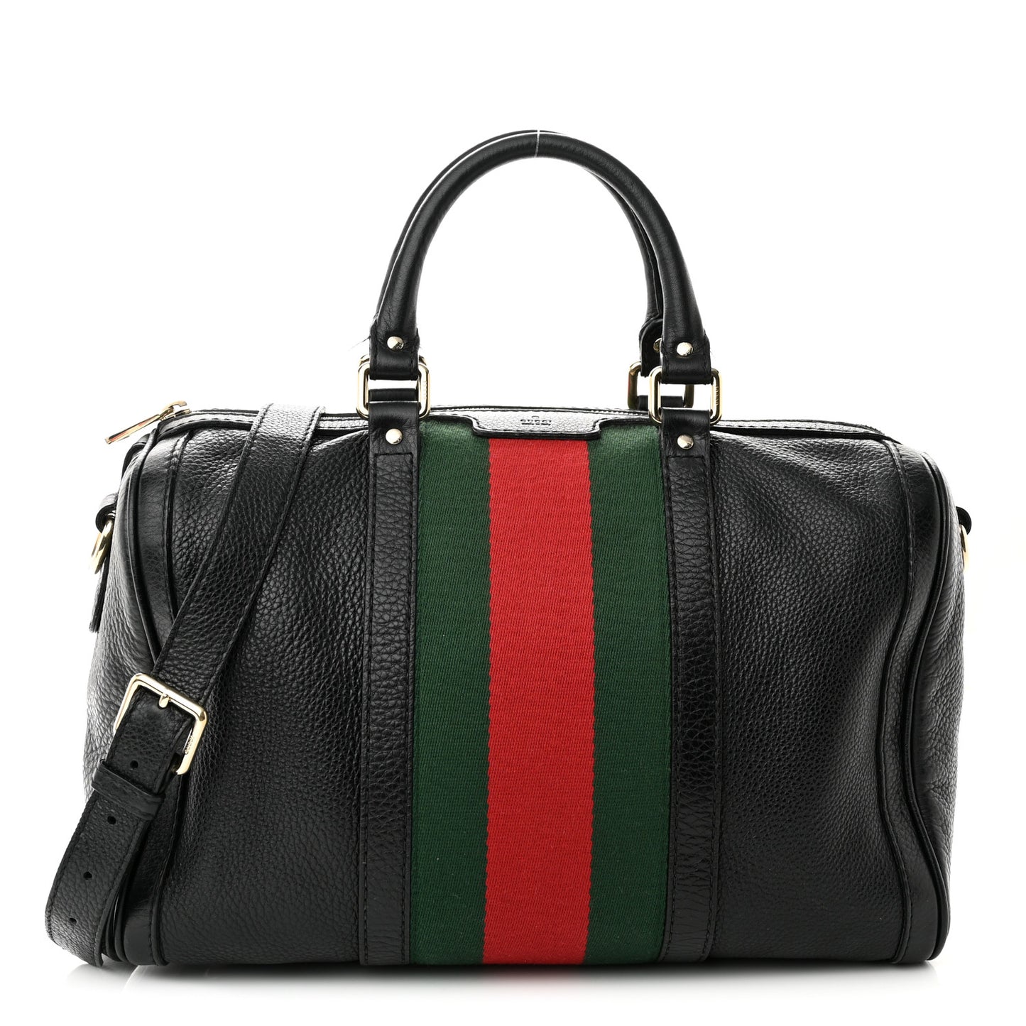 Calfskin Vintage Web Medium Boston Black