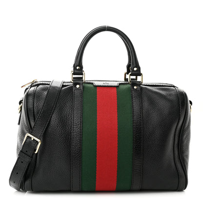 Gucci Calfskin Vintage Web Medium Boston Black 1 of 14